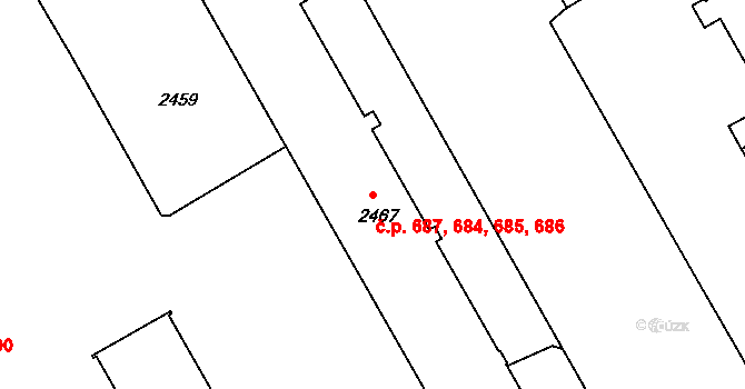 Lyžbice 684,685,686,687, Třinec na parcele st. 2467 v KÚ Lyžbice, Katastrální mapa