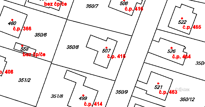 Rožďalovice 415 na parcele st. 507 v KÚ Rožďalovice, Katastrální mapa