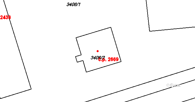 Kročehlavy 2669, Kladno na parcele st. 3406/2 v KÚ Kročehlavy, Katastrální mapa