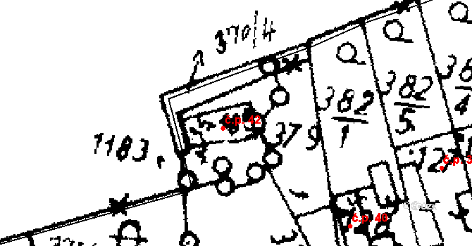 Zichovec 42 na parcele st. 185 v KÚ Zichovec, Katastrální mapa
