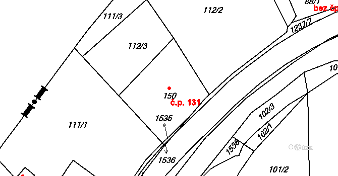 Heřmanice 131 na parcele st. 150 v KÚ Heřmanice u Frýdlantu, Katastrální mapa