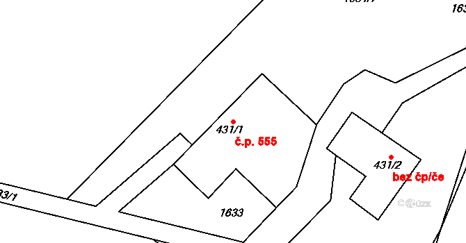 Lomnice nad Popelkou 555 na parcele st. 431/1 v KÚ Lomnice nad Popelkou, Katastrální mapa