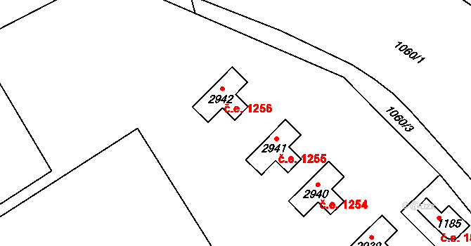 Ostravice 1256 na parcele st. 2942 v KÚ Ostravice 1, Katastrální mapa