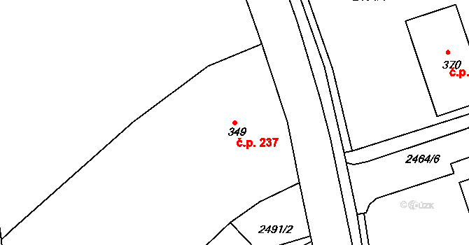 Stráž 237 na parcele st. 349 v KÚ Stráž u Tachova, Katastrální mapa