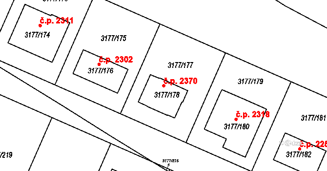 Tachov 2370 na parcele st. 3177/178 v KÚ Tachov, Katastrální mapa