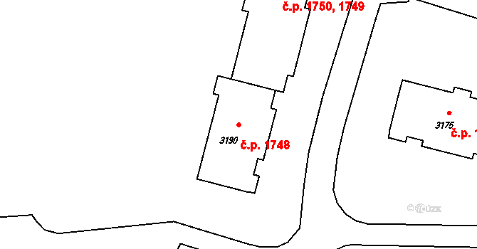 Rožnov pod Radhoštěm 1748 na parcele st. 3190 v KÚ Rožnov pod Radhoštěm, Katastrální mapa