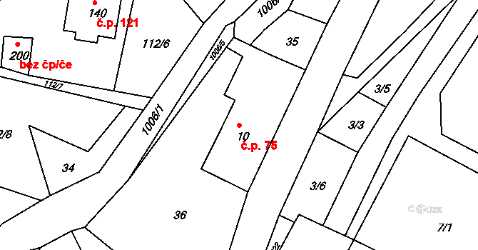 Krasíkov 75 na parcele st. 10 v KÚ Krasíkov, Katastrální mapa