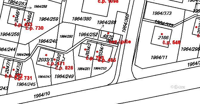 Borovina 485, Třebíč na parcele st. 2034/1 v KÚ Třebíč, Katastrální mapa