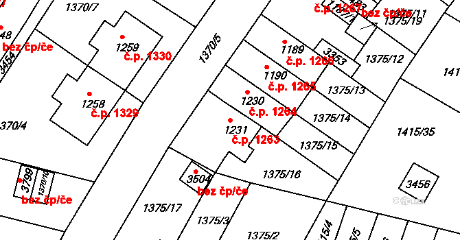 Předměstí 1263, Svitavy na parcele st. 1231 v KÚ Svitavy-předměstí, Katastrální mapa