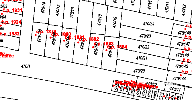 Krč 1883, Praha na parcele st. 470/142 v KÚ Krč, Katastrální mapa