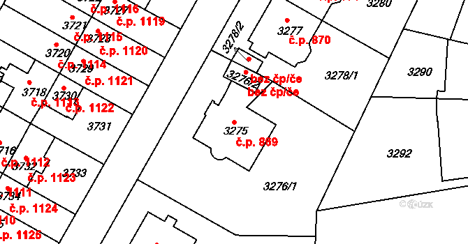 Dejvice 869, Praha na parcele st. 3275 v KÚ Dejvice, Katastrální mapa