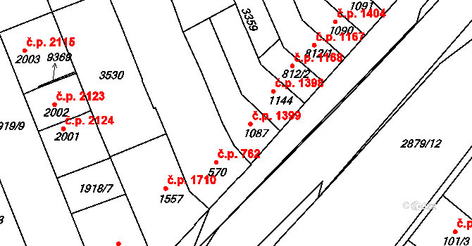 Hodonín 1399 na parcele st. 1087 v KÚ Hodonín, Katastrální mapa