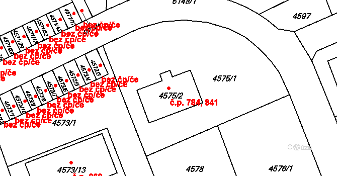 Liberec III-Jeřáb 784,841, Liberec na parcele st. 4575/1 v KÚ Liberec, Katastrální mapa