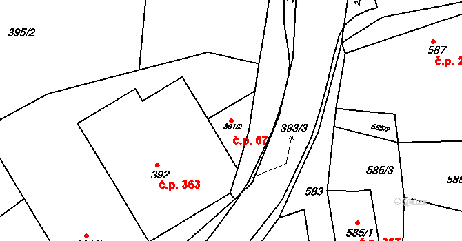Ochoz u Brna 67 na parcele st. 391/2 v KÚ Ochoz u Brna, Katastrální mapa