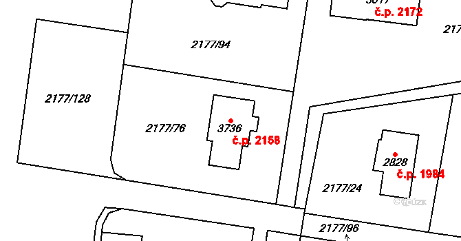 Předměstí 2158, Svitavy na parcele st. 3736 v KÚ Svitavy-předměstí, Katastrální mapa