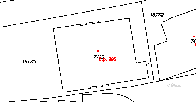 Kolín IV 892, Kolín na parcele st. 7135 v KÚ Kolín, Katastrální mapa