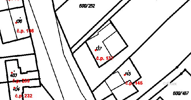 Olšany 137 na parcele st. 137 v KÚ Olšany, Katastrální mapa
