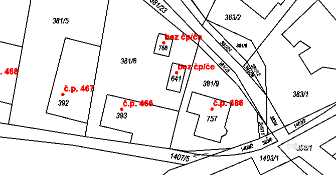 Hutisko-Solanec 41719093 na parcele st. 641 v KÚ Hutisko, Katastrální mapa