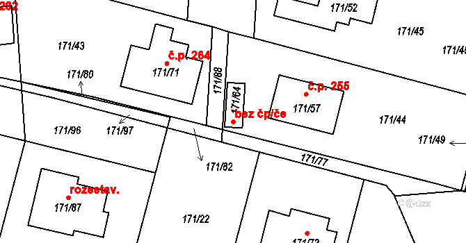 Homole 42101093 na parcele st. 171/64 v KÚ Homole, Katastrální mapa