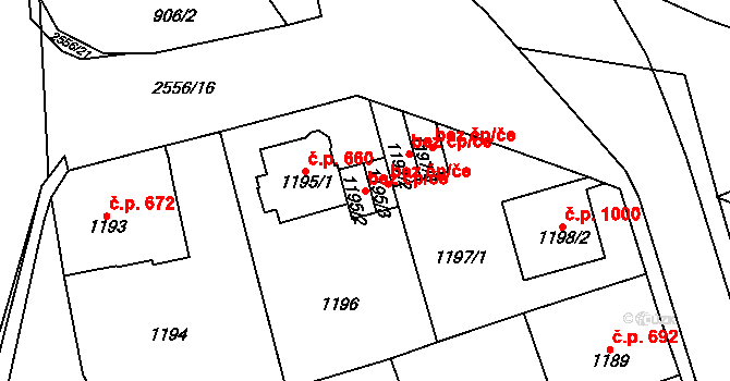 Litvínov 43675093 na parcele st. 1195/2 v KÚ Horní Litvínov, Katastrální mapa