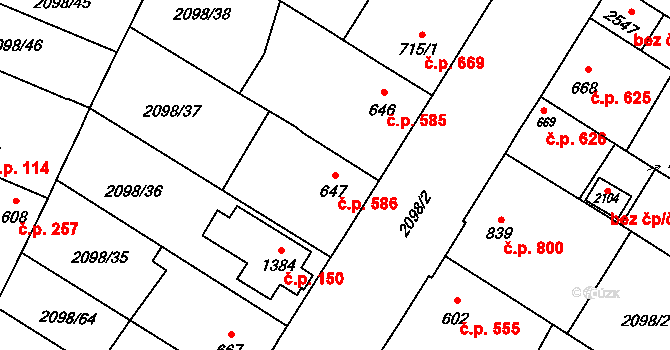Kateřinky 586, Opava na parcele st. 647 v KÚ Kateřinky u Opavy, Katastrální mapa