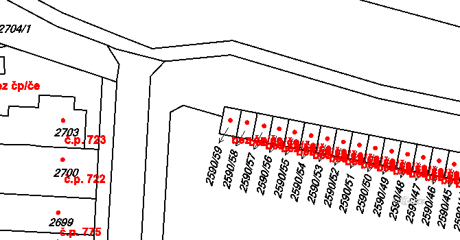 Holešov 48501093 na parcele st. 2590/59 v KÚ Holešov, Katastrální mapa