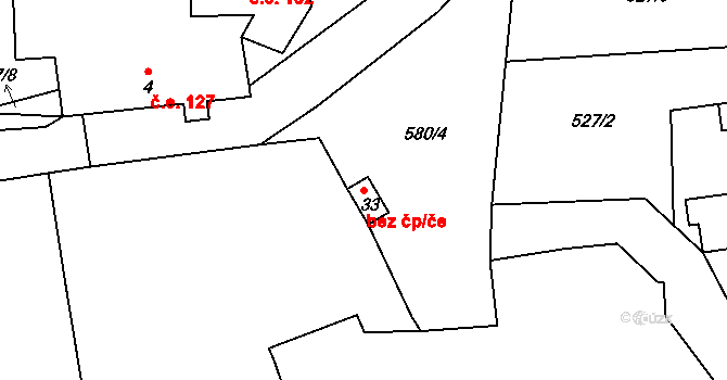 Olbramov 49913093 na parcele st. 33 v KÚ Zádub u Olbramova, Katastrální mapa