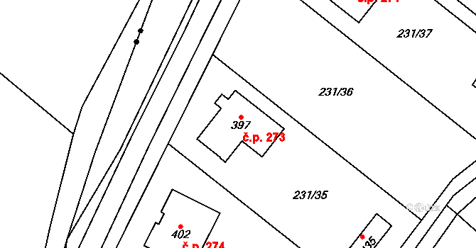 Vysoká Pec 273, Bohutín na parcele st. 397 v KÚ Vysoká Pec u Bohutína, Katastrální mapa