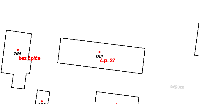 Šternov 27, Divišov na parcele st. 192 v KÚ Měchnov, Katastrální mapa