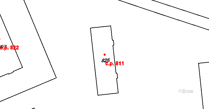 Milevsko 811 na parcele st. 825 v KÚ Milevsko, Katastrální mapa