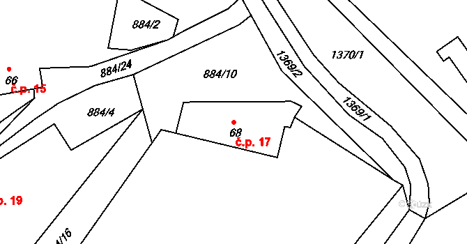 Ohař 17, Mirovice na parcele st. 68 v KÚ Ohař, Katastrální mapa