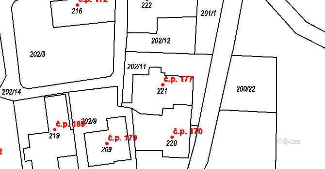 Dolní Libchavy 177, Libchavy na parcele st. 221 v KÚ Dolní Libchavy, Katastrální mapa
