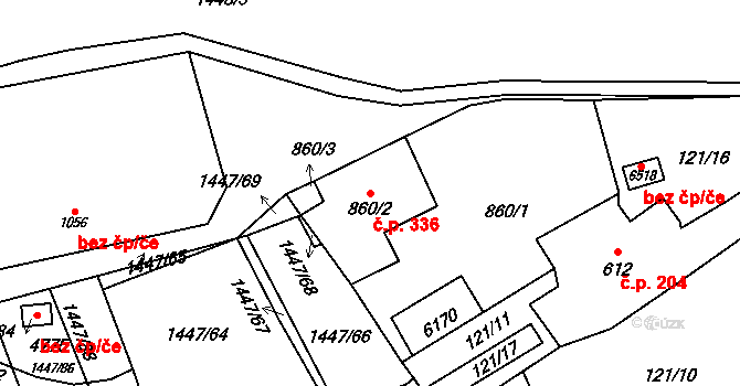 Beroun-Město 336, Beroun na parcele st. 860/2 v KÚ Beroun, Katastrální mapa