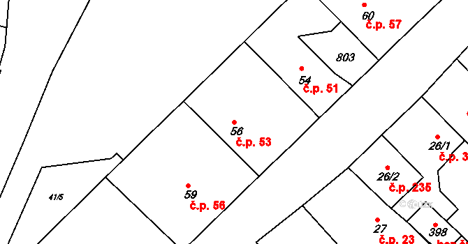 Mlékojedy 53, Neratovice na parcele st. 56 v KÚ Mlékojedy u Neratovic, Katastrální mapa