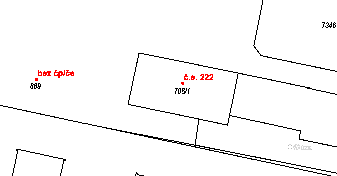 Hrádek 222 na parcele st. 708/1 v KÚ Hrádek u Znojma, Katastrální mapa