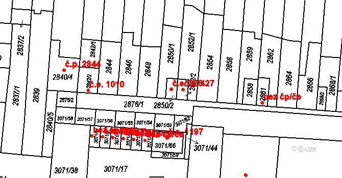 Líšeň 576, Brno na parcele st. 2850/2 v KÚ Líšeň, Katastrální mapa