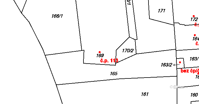Koštov 113, Trmice na parcele st. 169 v KÚ Koštov, Katastrální mapa