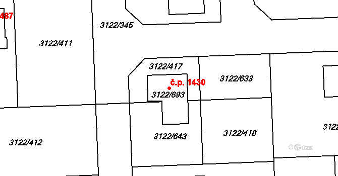 Pohořelice 1430 na parcele st. 3122/693 v KÚ Pohořelice nad Jihlavou, Katastrální mapa