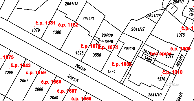 Lysá nad Labem 1074 na parcele st. 3558 v KÚ Lysá nad Labem, Katastrální mapa