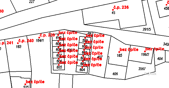 Želetava 96824093 na parcele st. 600 v KÚ Želetava, Katastrální mapa
