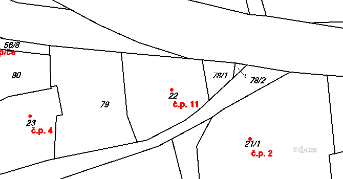 Provoz 11, Val na parcele st. 22 v KÚ Provoz, Katastrální mapa