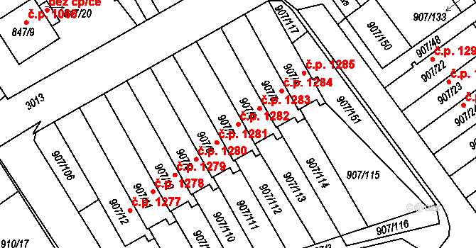 Rychnov nad Kněžnou 1282 na parcele st. 907/7 v KÚ Rychnov nad Kněžnou, Katastrální mapa