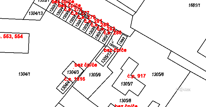 Bílina 120772094 na parcele st. 1305/13 v KÚ Bílina, Katastrální mapa