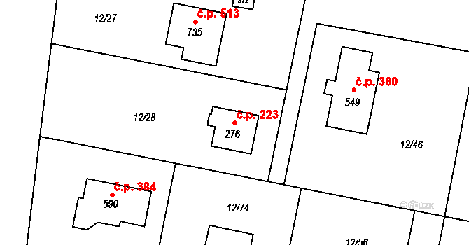 Horní Datyně 223, Vratimov na parcele st. 276 v KÚ Horní Datyně, Katastrální mapa