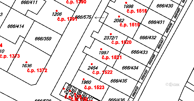 Veselí nad Moravou 1521 na parcele st. 1997 v KÚ Veselí-Předměstí, Katastrální mapa