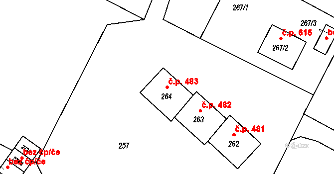 Vrbno pod Pradědem 483 na parcele st. 264 v KÚ Vrbno pod Pradědem, Katastrální mapa
