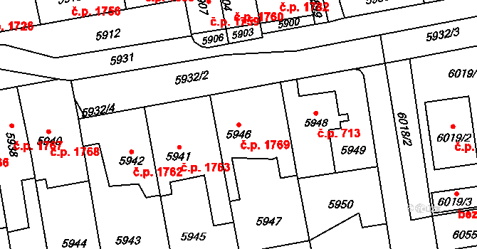 Kročehlavy 1769, Kladno na parcele st. 5946 v KÚ Kročehlavy, Katastrální mapa