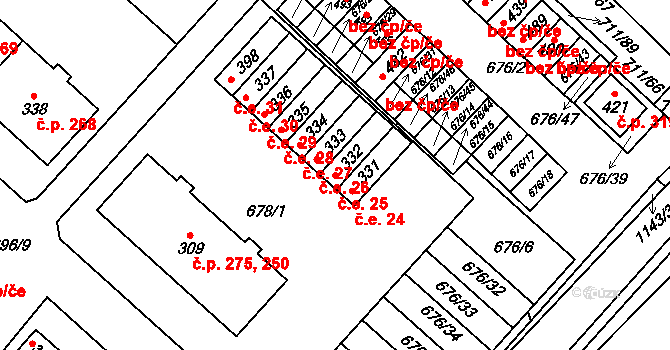 Lipovec 25 na parcele st. 332 v KÚ Lipovec u Blanska, Katastrální mapa
