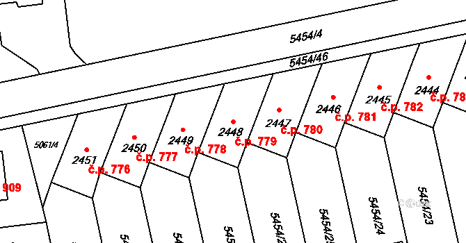 Horní Předměstí 779, Polička na parcele st. 2448 v KÚ Polička, Katastrální mapa