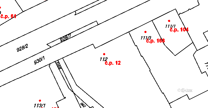 Náklo 12 na parcele st. 112 v KÚ Náklo, Katastrální mapa